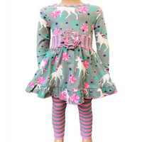 AnnLoren Girls Fairytale Unicorns Rainbows Dress & Leggings