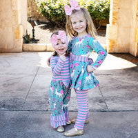 AnnLoren Girls Fairytale Unicorns Rainbows Dress & Leggings