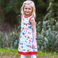 AnnLoren Girls Farm Animal Sleeveless Cotton Swing Dress - Spring Summer dress