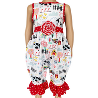 AnnLoren Baby/Toddler Girls Farm Animal Romper - Spring Summer dress