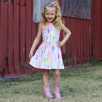 AnnLoren Big Girls Toddler Spring Feather Cotton Swing Dress - Spring Summer Easter dress