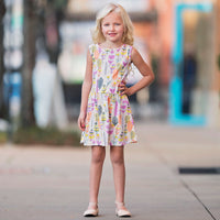 AnnLoren Big Girls Toddler Spring Feather Cotton Swing Dress - Spring Summer Easter dress