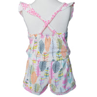 AnnLoren Girls Spring Pastel Feather Shorts Jumpsuit Romper -Spring Summer Easter dress