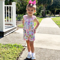 AnnLoren Girls Spring Pastel Feather Shorts Jumpsuit Romper -Spring Summer Easter dress