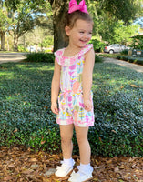 AnnLoren Girls Spring Pastel Feather Shorts Jumpsuit Romper -Spring Summer Easter dress