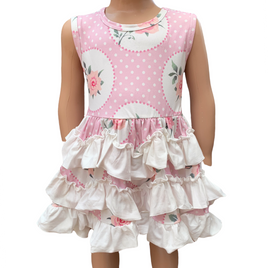 AL Limited Girls Shabby Chic Rose & Lace Spring Party Dress