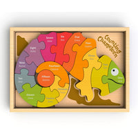 BeginAgain Counting Chameleon Bilingual Puzzle- Eco friendly Educational Toy (2 years and UP)