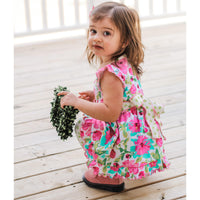 AnnLoren Girls Spring Floral Dress Polka Dot Capri Leggings