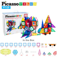 PicassoTiles 3D Magnetic Building Block Tile PT120- 120 Piece -STEM Educational BPA Free Toy (3 years and UP)