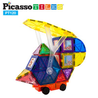 PicassoTiles 3D Magnetic Building Block Tile PT120- 120 Piece -STEM Educational BPA Free Toy (3 years and UP)