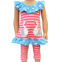 AnnLoren Limited Girls Pink Easter Swan Princess Tunic & Capris